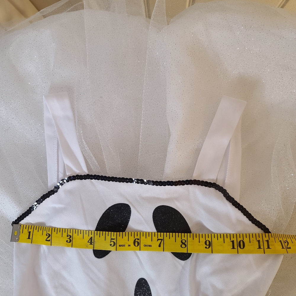 Girls Ghost Sparkly Halloween Costume Dress with Leggings small - Picture 4 of 7
